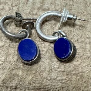 Elegant Silver 925 Blue Lapis Reversible Earrings